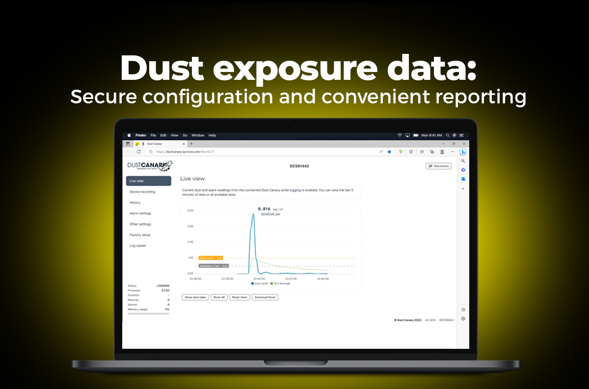 DustCanary Advanced web application for respirable dust exposure reporting
